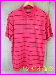 【送料300円可】8050b19◆吸汗速乾◆NIKE GOLF ナイキゴルフ ボーダー柄 半袖ドライポロシャツ XL/ゴルフジャケット/ブルゾン/メンズ/男性