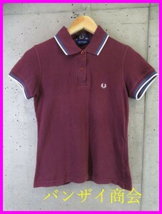 [ postage 300 jpy possible ]8250b12* England made *FRED PERRY Fred Perry collar line polo-shirt with short sleeves UK8/ Britain made / jacket / coat / lady's woman 