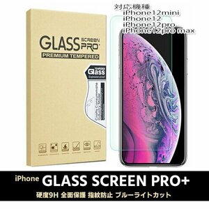 送料無料 選べるサイズ iPhone12 ブルーライトカット 保護ガラスフィルム / 9H 2.5D 保護 フィルム pro max mini promax 指紋 保護フィルム