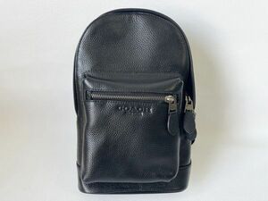 コーチ COACH ボディバッグ ワンショルダーバッグ メンズ ペブル レザー ブラック 保存袋付き 新品未使用