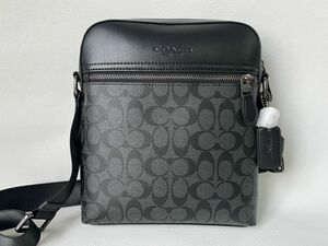  Coach COACH outlet shoulder bag men's bag leather black storage bag attaching new goods unused 