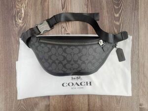  Coach COACH waist bag body bag men's bag leather charcoal + black men's 78777 storage bag attaching new goods unused 
