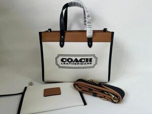 コーチ COACH 2WAY トートバッグ レディースバッグ デニム キャンバス ホワイト レディース 保存袋付き 新品未使用