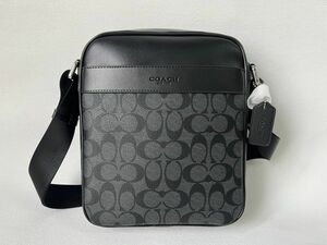  Coach COACH shoulder bag men's bag diagonal .. bag leather black storage bag attaching new goods unused 