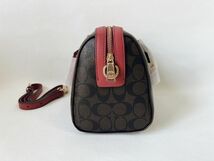 コーチ COACH ハンドバッグ ショルダー 2WAY レディース PVCレザー レッド/ブラウン 保存袋付き 新品未使用_画像3