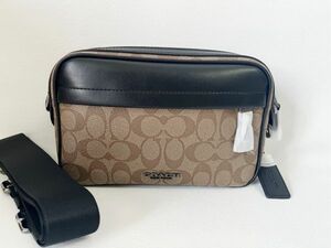 コーチ COACH ショルダーバッグ ボディバッグ 斜め掛け メンズバッグ レザー カーキ アウトレット 保存袋付き 新品未使用