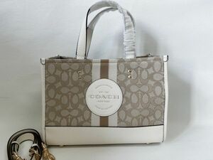 コーチ COACH トートバッグ ハンドバッグ ショルダー 2WAY レディース ジャガード/レザー ホワイト アウトレット 保存袋付き 新品未使用