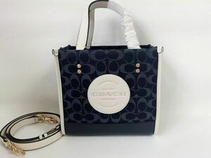 コーチ COACH ハンドバッグ ショルダーバッグ レディース 2WAY ジャガード ネイビー 保存袋付き 新品未使用