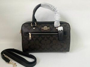  Coach COACH handbag shoulder 2WAY lady's PVC leather black / Brown storage bag attaching new goods unused 