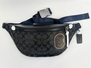 コーチ COACH アウトレット ウエストバッグ ボディバッグ メンズバッグ PVCレザー ブラック 保存袋付き 新品未使用