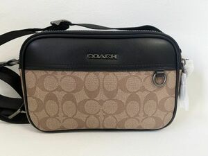 コーチ COACH ショルダーバッグ 斜め掛けバッグ ボディバッグ メンズバッグ レザー カーキ アウトレット 保存袋付き 新品未使用