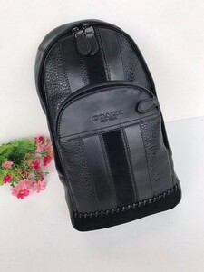  Coach COACH body bag one shoulder bag leather men's outlet black storage bag attaching new goods unused 