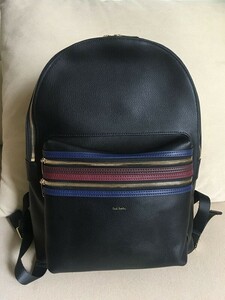  Paul Smith рюкзак Day Pack телячья кожа + нейлон черный три цвет . узор новый товар не использовался 