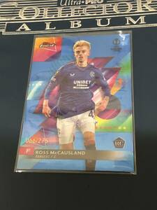 2023-24 Topps Finest UEFA Club Competitions Ross McCausland RC Rangers F.C. Sky Blue Refractor Base カード パラレル　/275枚限定 