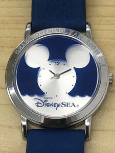 Disney SEA Grand открытый память наручные часы кварц работа товар оригинал жестяная банка кейс не использовался товар 