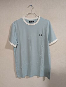 FRED PERRY フレッドペリー　リンガー 半袖Tシャツ　Mサイズ　水色　スカイブルー　イングランド　UK 