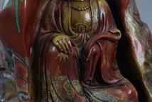 中国美術 唐物 寿山石 彫刻 如意観音像 置物 手彫 仏教美術 鶏血石 天然石 細密細工 古美術品[c554]_画像3