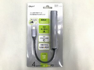 【未使用】 デジオ Digio USB3.2Gen1+2.0 4ポートアルミハブ PD対応 ★未開封品★ グレー UH-C3384GY