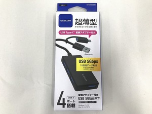 【未使用】 エレコム USB Type-C(TM) 変換アダプター付き USB 5Gbps超薄型ハブ ★未開封品★ ブラック U3H-CA4004BBK