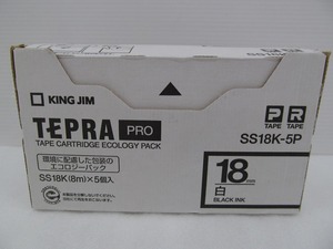 期間限定セール 【未使用】 キングジム KING JIM テプラ PRO テープカートリッジ 18mm 白/黒文字 SS18K-5P