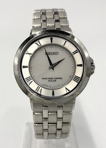  Seiko SEIKO wristwatch Dolce solar radio wave type unisex silver group face / white group 3B210AM0