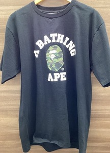 ア ベイシング エイプ A BATHING APE BAPE カモフラージュ柄コットンTシャツ ブラック系・迷彩 001TEJ801016M