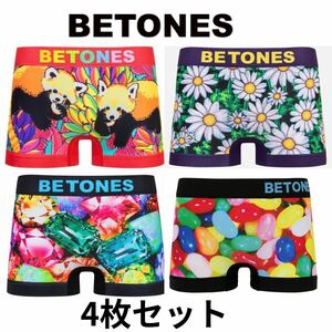 新品未使用　BETONES 4枚セット　ビトーンズ　ボクサーパンツ　フリーサイズ　アンダーウェア　カラフルアソート　メンズ ダイヤ　ビーンズ