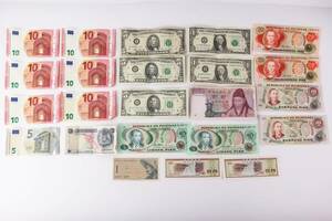 1 jpy start foreign note world note set sale euro dollar peso Europe America Philippines China etc. 