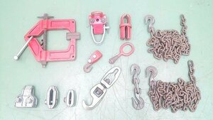 (1 jpy start!) automobile sheet metal .. frame correction machine parts 12 point set clamp / chain etc. BT4011