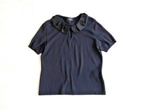 美品■ランバンコレクション/ LANVIN COLLECTION■シルク襟の半袖ニット■黒■サイズ40■エレガント♪