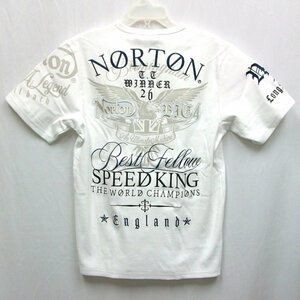 ノートン Norton MAX刺繍テレコVネック半袖Tシャツ 242N1004 ホワイト XXL アメカジ バイカー ロッカーズ