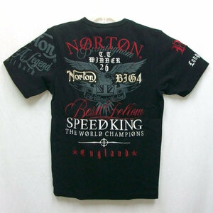 ノートン Norton MAX刺繍テレコVネック半袖Tシャツ 242N1004 ブラック XXXL アメカジ バイカー ロッカーズ