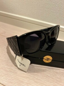  unused valuable Chanel sunglasses Vintage ram leather matelasse black 