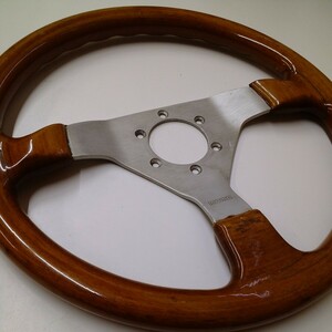 [ Vintage ]MOMO wooden steering wheel old car Italy made wooden that time thing steering wheel [ used ]