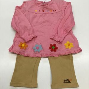 miki HOUSE ロンT パンツ 2点セット 90サイズ 女の子 ミキハウス【中古】