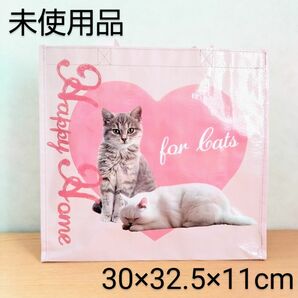 未使用品/猫プリント/トートバッグ/エコバッグ/手提げ/ネコ/ねこ/ピンク