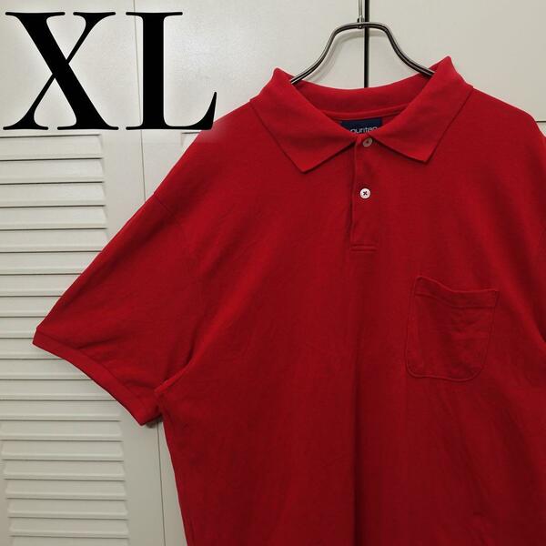 【美品】Puritan 半袖ポロシャツ XL ビッグシルエット レッド 輸入古着