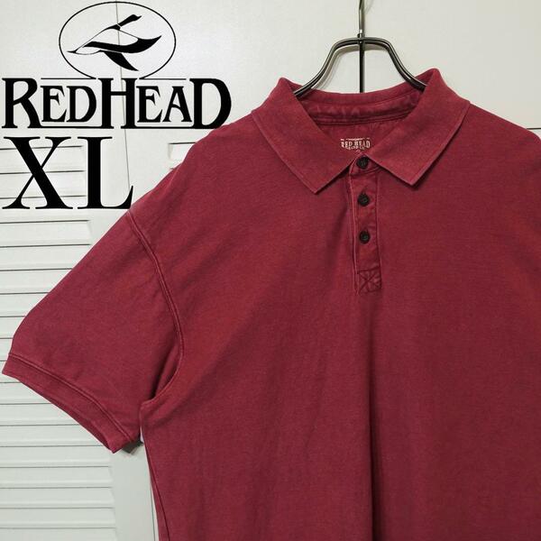 【美品】RED HEAD 半袖ポロシャツ XL ビッグシルエット ワインレッド