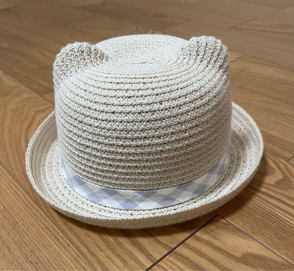 麦わら帽子 くまみみ ホワイト 46cm バースデー