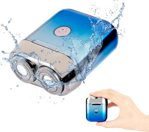 2個セット　【超小型】Geschie 小型電動シェーバー 防水 電動シェーバー 双環ブレード 電気シェーバー 水洗い可 IPX7防水 