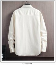 カジュアルシャツ 長袖シャツ メンズ シャツ 開襟シャツ 通勤 スリム メンズファッション 秋服 ホワイト 3XL_画像2