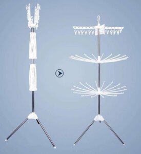 ★室内　物干し 折りたたみ 物干しスタンド タオル干し ステンレス 悪天候 高さ調節　ピンチハンガー　伸縮 組立式スタンド　3段