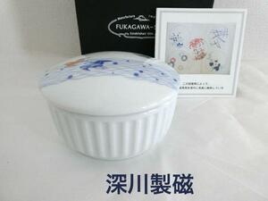 ★オークション★【深川製磁】明治図案　AWASE　蓋物　新品　波千鳥