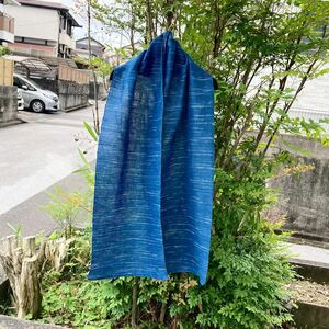503 手織り　ストール　手織　機織り　さをり織り　藍染　藍染め　草木染め　ナチュラル