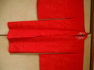 アンティーク　正絹　女の子赤長襦袢　袷　無双袖　振袖　材料に