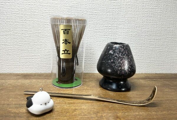 【新品・3点セット】茶筅 茶杓 茶筅置き 百本立 茶せん 茶道具 抹茶泡立て