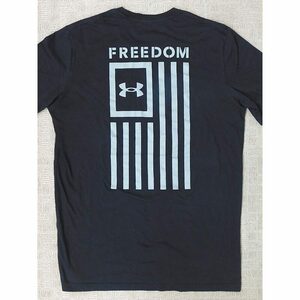 ＜UNDER ARMOUR＞FREEDOM Tシャツ・ブラック/黒・SMALL・中古美品・即決／アンダーアーマー,ミリタリー,米軍,特殊部隊,星条旗,アメリカ国旗