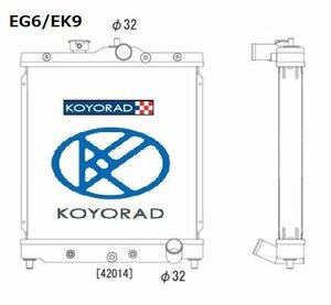 車検対応 Forサーキット/ドリフト 超軽量/高性能 コーヨーラジエーター KOYORAD レーシングアルミラジエター シビック EG6 EK9