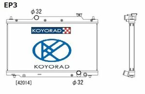 車検対応 Forサーキット/ドリフト 超軽量/高性能 コーヨーラド KOYORAD レーシングアルミラジエター シビック EP3 Type-M KV081578R