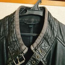 訳あり☆BELSTAFF ベルスタッフ コーティング デニムジャケット ブラック/48（L相当）シングルライダース メンズ アウター ジャンク_画像2